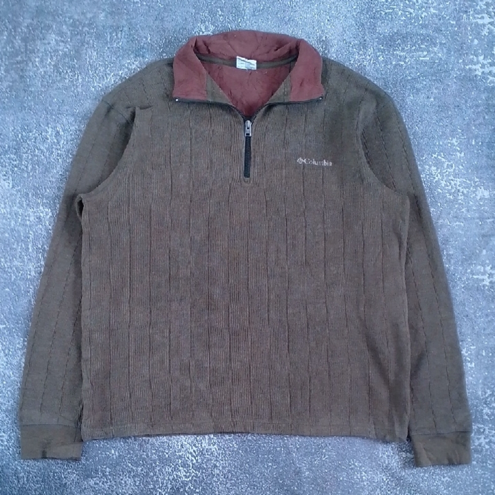 Vintage Y2K Columbia Men's Zip Up Brown Sweater